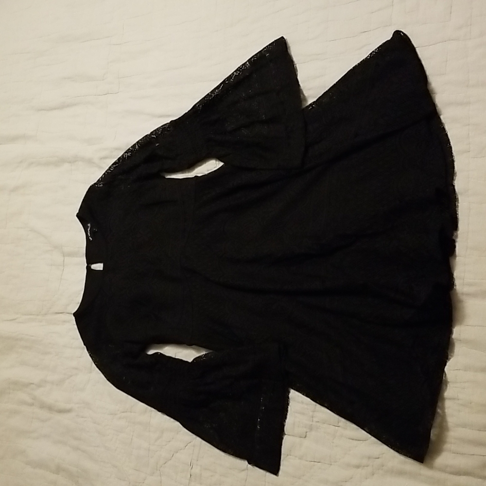 My Michelle black lace dress bell sleeves Small